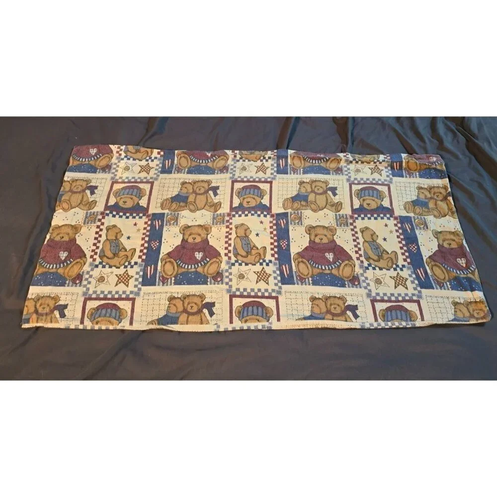 Vintage Patriotic Teddy Bear Americana Pillowcase Country Farmhouse